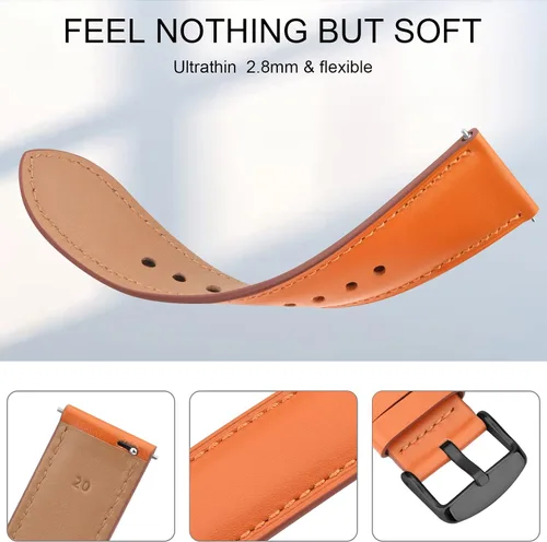Vista 2 de Leather Watch Bands 20mm 22mm Quick Release Watch Strap, Classic Genuine Leather Wristband for Women Men