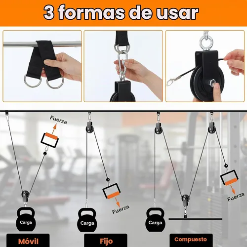Vista 4 de Paquete de 4 ruedas de polea de cable silenciosas, sistema de polea de gimnasio resistente de 3.543 in con rotación de 360°, rodamientos de acero