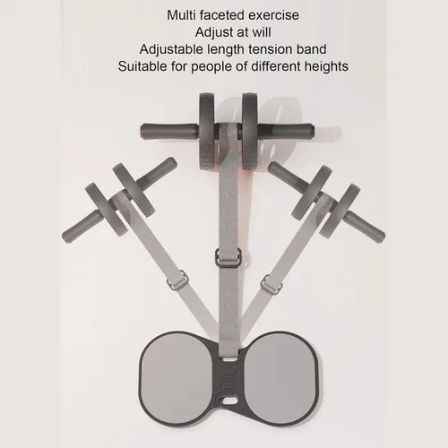 Vista 5 de Rodillo de rueda abdominal, correa de tracción automática, rodillera de doble rueda para entrenamiento abdominal, equipo de ejercicio para gimnasio
