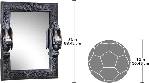 Vista 3 de Espejo de Design Toscano, marco con dragones centinelas, 18,5 pulgadas de ancho, 24 pulgadas de alto