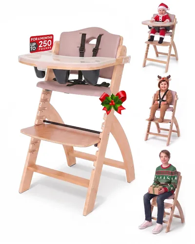 Vista 22 de Abiie Beyond Junior Convertible Wooden High Chair with Removable Tray Cojín de madera gris brumosa - Perla negra