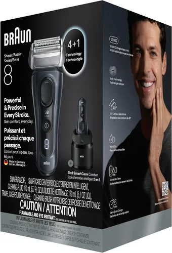 Vista 10 de Braun Series 8 8560cc Maquinilla de afeitar eléctrica para hombre, 4+1 elementos de afeitado y recortador de precisión para cabello largo, centro