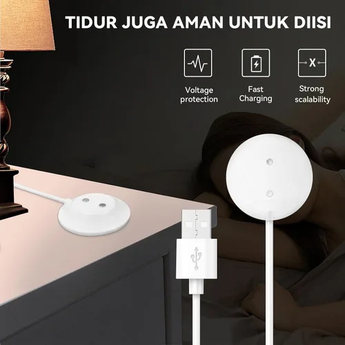 Vista 5 de Cargador magnético para masajeadores de rosas, cable de carga USB, estación base de cable, color blanco