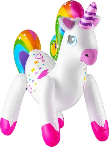 Vista 6 de The Dreidel Company Inflar unicornio arcoíris de 24 pulgadas (paquete de 2)