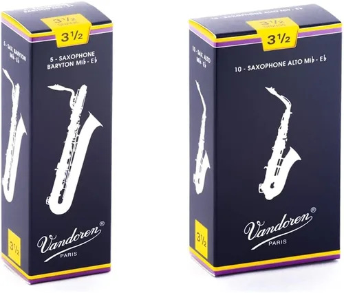 Vista 11 de Vandoren SR242 para saxofón barítono y SR222 para saxofón tenor, cañas tradicionales, fuerza 2; caja de 5