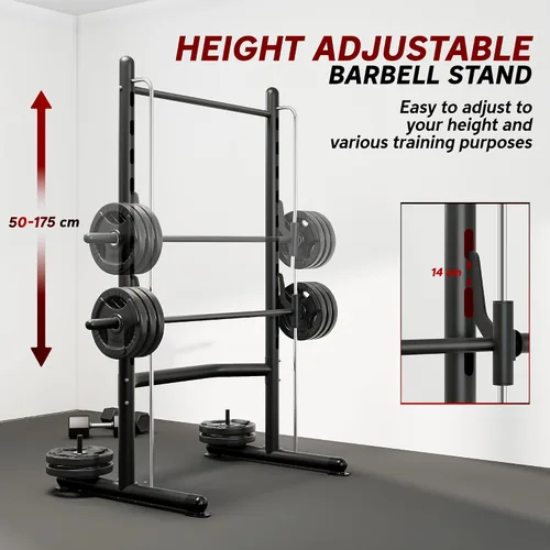 Vista 4 de Soozier Squat Rack with Pull-Up Bar, Adjustable Power Rack with Barbell Bar, Multi-Functional Steel Bench Press Rack for Home Gym Strength Training
