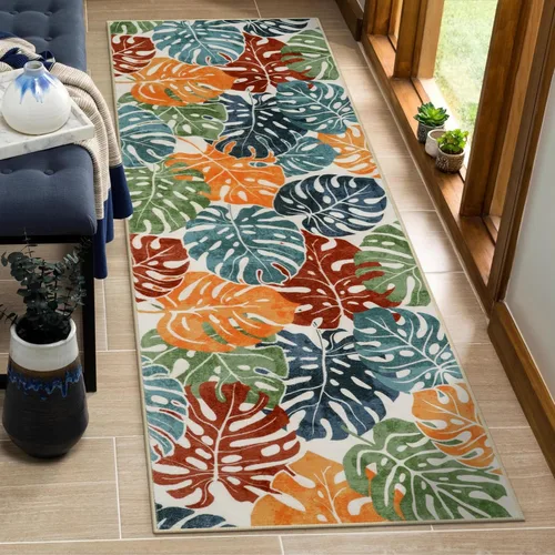 Vista 14 de Wonnitar Leaf - Alfombra de cocina de 2x3 pies, alfombra azul pequeña para baño, alfombra decorativa lavable para mesita de noche, planta