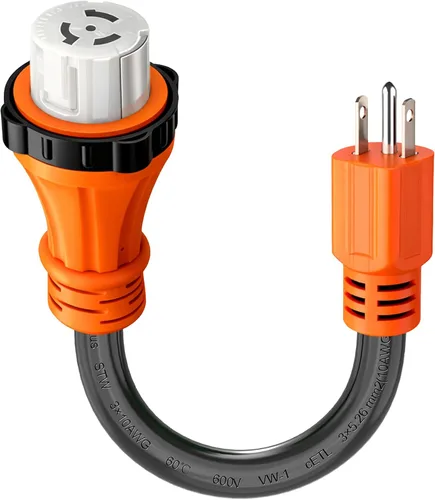 Vista 9 de Cable adaptador RV de 30 amperios a 110 voltios, Dogbone NEMA 5-15P a TT-30R