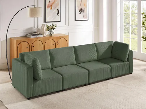 Vista 12 de Sofá biplaza de 66.9 pulgadas, sofá cama modular convertible de 2 plazas de pana, moderno juego de sofá combinado gratuito para sala de estar y Beige