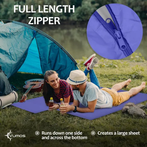 Vista 5 de Forro para saco de dormir y sábana de campamento, material similar a la seda para viajes, tiene cremallera de longitud completa