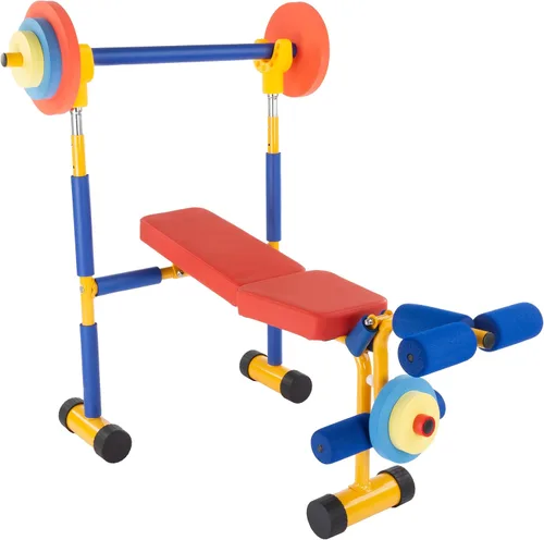 Vista 10 de Juego de Pesas para Niños - Barra con 8 Placas Ajustables - Gimnasio de Juego Interior para Niños Juego de Entrenamiento para Niños Pequeños