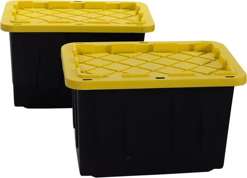 Vista 14 de Contenedor de almacenamiento de plástico de 5 galones con tapa con cerradura, apilable, resistente, de servicio regular para garaje, herramientas