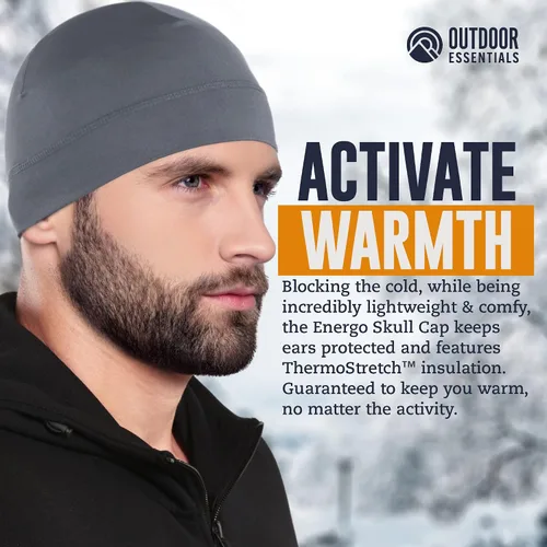 Vista 2 de OutdoorEssentials - Gorra para hombre Gorro de invierno para correr, esquí, ciclismo, se ajusta debajo de cascos