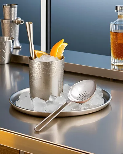 Vista 5 de Cuchara de hielo resistente con orificios de drenaje, mango de bucle largo, cucharas de fácil agarre para hielo, frutas, coberturas
