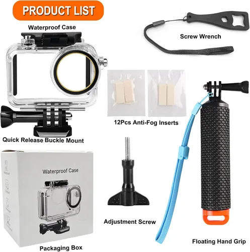 Vista 2 de BO&DQQ Carcasa Subacuática Impermeable Compatible con DJI Osmo Action 5 Pro/Action 4/Action 3, Funda de Cubierta de Buceo de 50 m/164 pies con Kit