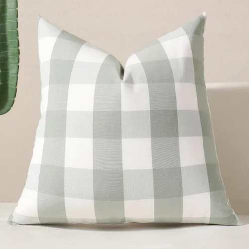 Vista 51 de vctops Fundas de almohada decorativas a cuadros azules de 12 x 20 pulgadas, funda de cojín lumbar de guingán para sofá, dormitorio