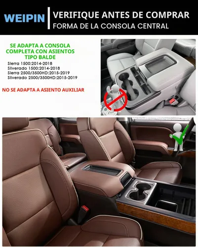Vista 2 de Bandeja organizadora de consola central de 3 piezas y bandeja de consola compatible con Chevy Silverado 2014-2018/GMC Sierra 1500 y Silverado