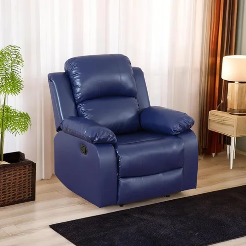 Vista 26 de Sofá reclinable manual de cuero para muebles de sala de estar, sofá reclinable de 78 pulgadas con mesa abatible, portavasos y sofá de cuero