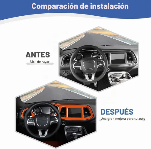 Vista 2 de RT-TCZ para Challenger Cubierta de Panel de Tablero de Consola Central Naranja para Dodge Challenger 2015-2023 Accesorios Interiores Naranjas 4