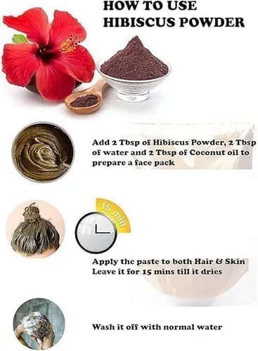 Vista 3 de MM Hibiscus Flower Powder, for Face Pure & Natural,Ideal for Hair Mask and Face Pack- 100 G