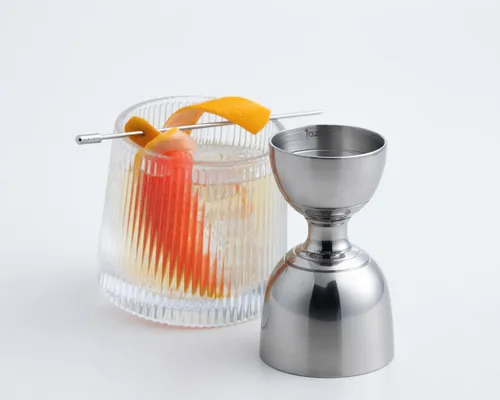 Vista 2 de Bell Jigger - Herramienta de barra de acero inoxidable con marcas de medición de 0.5 onzas, 1 oz, 1.5 onzas y 2 onzas, acabado pulido espejo, un