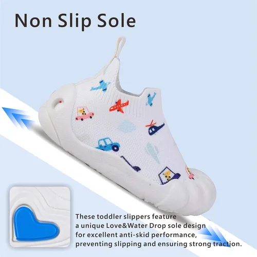 Vista 5 de SK SIX Wide Toddler Shoes - Baby Sock Shoes,Baby Walking Shoes,Infant Boys Girls Breathable Kids Safty House Slippers Non-Slip Slip on Barefoot