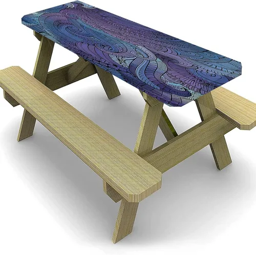 Vista 4 de Mantel ajustable elástico decorativo abstracto, mantel rectangular de 24 x 48 pulgadas para mesa plegable de 4 pies, estampado arabesco de cachemira