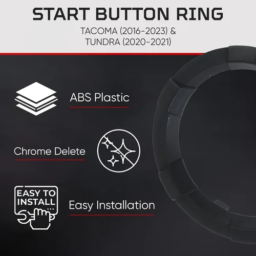 Vista 4 de Anillo de botón de arranque para Tacoma 2016-2023 / Tundra 2020-2021 - Negro