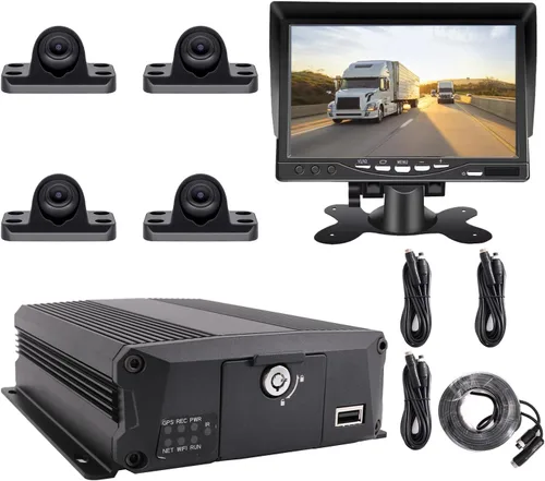 Vista 7 de 4-CH 1080 p Autobús móvil del vehículo CCTV DVR Video Recorder Kit con visión nocturna impermeable lateral frontal trasera Cámara del coche 7