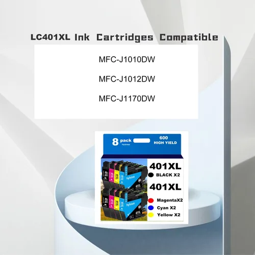 Vista 2 de LC401XL - Cartuchos de tinta para impresora Brother compatibles con Brother LC401, cartuchos de tinta para impresora Brother MFC-J1010DW MFC-J1012DW