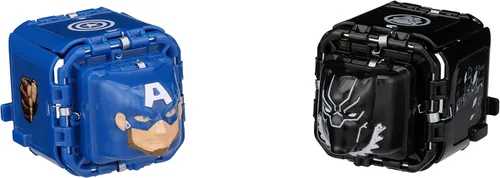 Vista 5 de Marvel Avengers - Paquete de 2 cubos de batalla Capitán América VS Black Panther, libera poder, ataque de lanzamiento, 2 cubos y 6 fichas, sistema