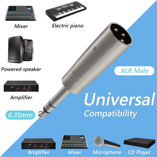 Vista 4 de GEEKRIA Adaptador de cable de micrófono TRS macho para Creators XLR macho a 1/4 de pulgada (0.250 in), compatible con Shure SM57, SM7B, MV7, PGA48