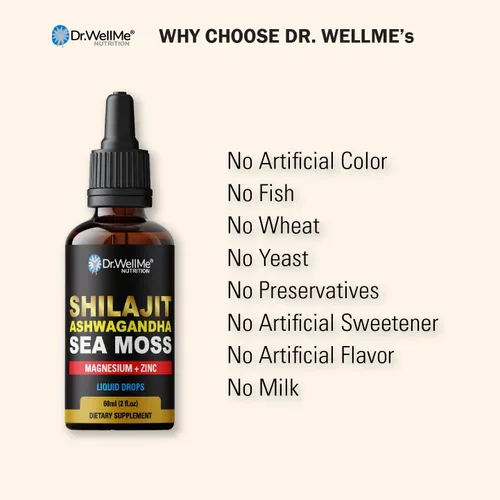 Vista 2 de Dr.WellMe Shilajit Ashwagandha - Gotas líquidas de musli y shatavari seguras para musli y shatavari, 2 onzas líquidas para energía natural, refuerzo