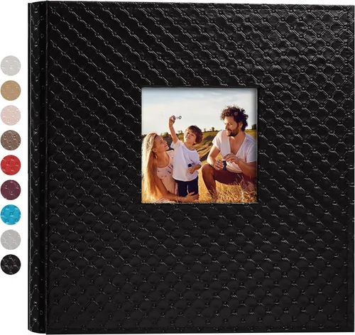Vista 29 de Mublalbum Álbum de fotos pequeño de 4 x 6 pulgadas, 100 fotos, cubierta de cuero, libro de fotos con bolsillos horizontales para bebé, boda, Negro