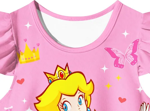Vista 4 de FLUTTERII Disfraz de princesa para niñas, vestido casual de dibujos animados, disfraz para niños