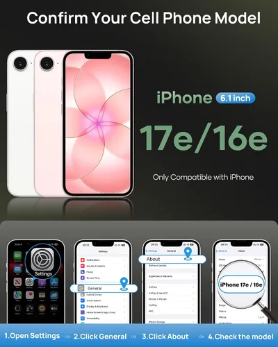 Vista 2 de Funda para iPhone 16e tipo cartera, soporte integrado, tarjetero y cubierta para lente de cámara, protección de cuerpo completo, resistente, Negro