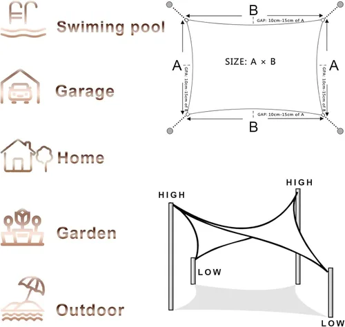 Vista 7 de Toldo tipo vela para exteriores, 6 x 7 pies, vela impermeable con bloqueo UV, tela resistente, protección solar, resistente al viento, grado