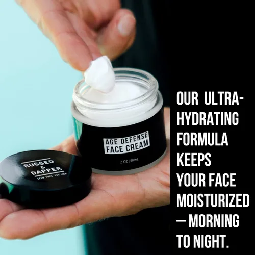 Vista 5 de RUGGED & DAPPER Crema facial Age Defense, limpiador facial diario Power Scrub facial, complejo de ojos de defensa de la edad