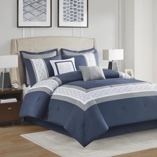 Vista 8 de 510 DESIGN Juego de edredón tamaño Queen, edredones estilo hotel para cama de tamaño Queen, con bordes bordados y piezas para todas las estaciones