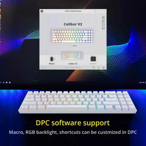 Vista 5 de DREVO Calibur V2 TE RGB - Teclado mecánico para juegos con cable 60%, compacto de 71 teclas, funciona para PCMac, USB tipo C desmontable