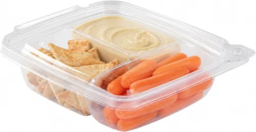 Vista 6 de Restaurantware - Contenedor de comida de 100 unidades de 6.8 x 5.5 x 1.5 pulgadas, 3 compartimentos de plástico con tapa con bisagras, contenedor a