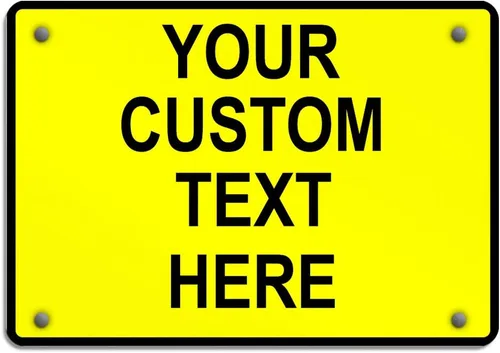 Vista 17 de Letrero de metal resistente a la intemperie de aluminio, varios tamaños, texto personalizado aquí, blanco y negro, regulación de tráfico, letreros