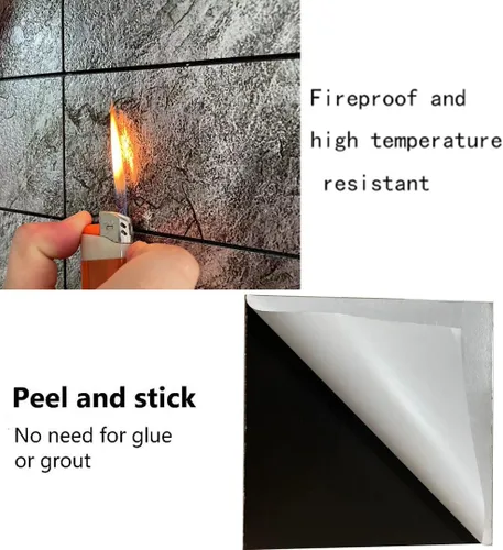 Vista 4 de Paquete de 10 azulejos impermeables para salpicaduras de despegar y pegar, autoadhesivos para estufa de cocina, tocador de baño, mesa de lavandería