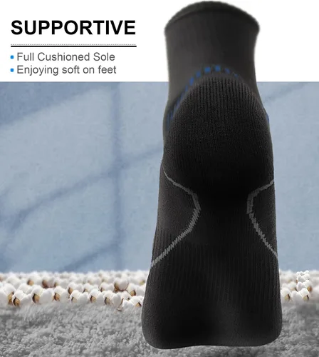 Vista 3 de BULLIANT Calcetines deportivos para hombre, 6 pares, calcetines atléticos acolchados para hombres al aire libre para correr, soporte de compresión