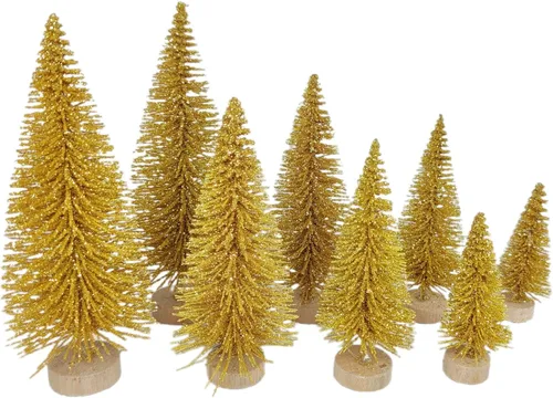Vista 9 de 8 mini árboles de Navidad artificiales, pinos en miniatura con base de madera, árbol de Navidad de mesa para Navidad, vacaciones, Año Nuevo
