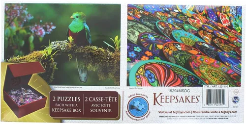 Vista 2 de Juego de 2 rompecabezas de recuerdos, 1000 piezas, pájaros coloridos