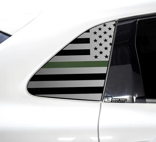 Vista 7 de BOGAR TECH DESIGNS Adhesivo de vinilo precortado con bandera estadounidense para ventana de un cuarto compatible con Honda HR-V 2023+, negro mate