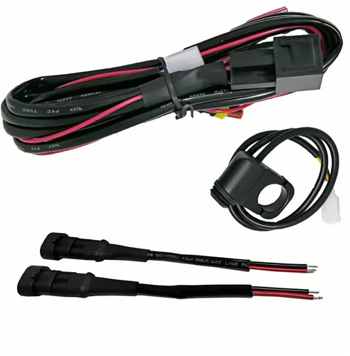 Vista 6 de LINJIE - Kit de arnés de cableado de dos luces para motocicleta, relé de 12 V, luces puntuales de cableado de encendido y apagado, interruptor