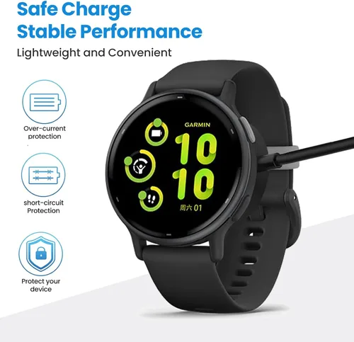 Vista 4 de Soporte de carga tipo C compatible con Garmin Vivoactive 5/6, Epix/Epix Pro/Epix Gen 2 Pro, Venu 4/3/3S, Forerunner 55/165/265/965, Fenix 8/7/6/E