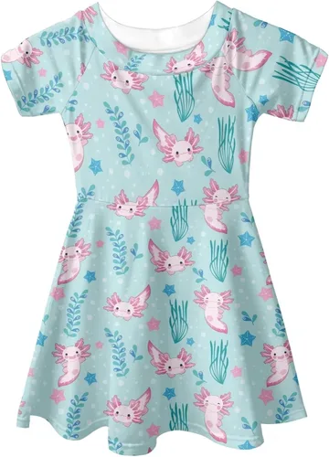 Vista 4 de SEANATIVE Vestido de manga corta para niñas de 3 a 14 años